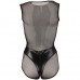 Wetlook Body Met Netstof - Zwart