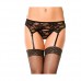 Zwarte kanten jarretelgordel met string