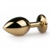 Metalen buttplug met paarse steen - goudkleurig