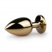 Metalen buttplug met transparante steen - goudkleurig