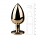 Metalen buttplug met transparante steen - goudkleurig