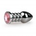 Zilverkleurige buttplug met roze steen